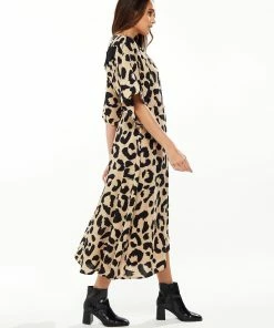 Liquorish Animal Print Midi Wrap Dress with Kimono sleeves in Cream -Liquorish Sales Store 04d142e8c9014a1db2565faed326b467
