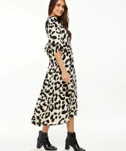 Liquorish Animal Print Midi Wrap Dress with Kimono sleeves in Black/White -Liquorish Sales Store 0c206a4de3784ed1b6cc337d46da3a6b