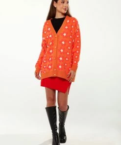 Liquorish Floral Cardigan in Orange -Liquorish Sales Store 0c89dfbf49b04592bd898a82e0a832a6