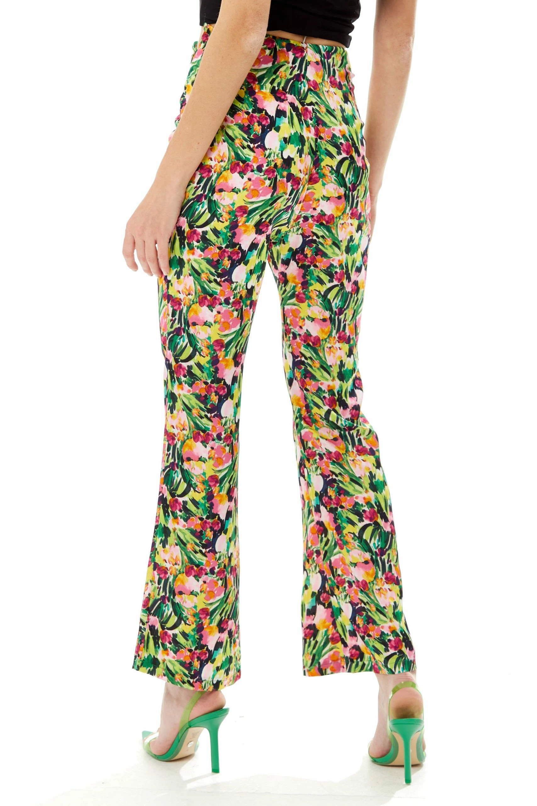 Liquorish High Waist Trousers in floral print - Multicolour 6 Liquorish High Waist Trousers in floral print - Multicolour - Image 4