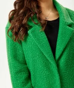 Liquorish Bouclè Coat in Green -Liquorish Sales Store 0d10d57c49f84ec9a2ff3e5aeb327e34