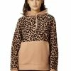 Liquorish Animal Print Fleece Hoodie Sweatshirt - Leopard
