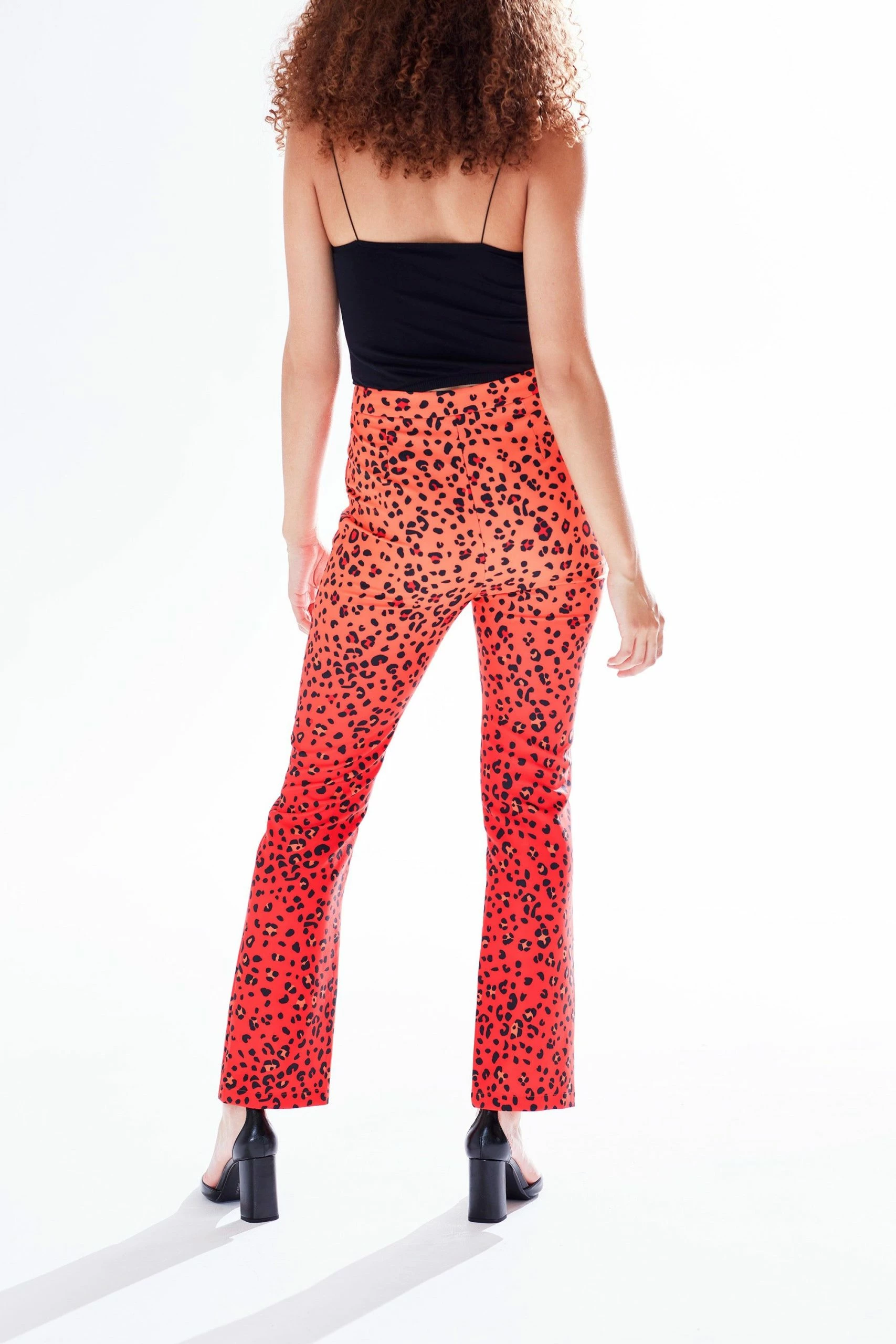 Liquorish Leopard Print Ombre Suit Trousers in Red, Orange and Black 8 Liquorish Leopard Print Ombre Suit Trousers in Red, Orange and Black - Image 6