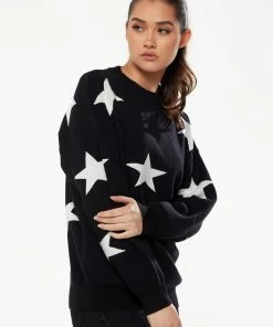 Liquorish Star Pattern Jumper in Black & White - Black/White -Liquorish Sales Store 1316da0f0ae24c25b5ace262d9e119b2