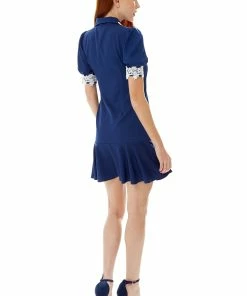 Liquorish Fitted Mini Dress in Navy with Lace Details on Collar and Sleeves -Liquorish Sales Store 1422e62d6e7d44648539ba6ad6cf18e1 scaled