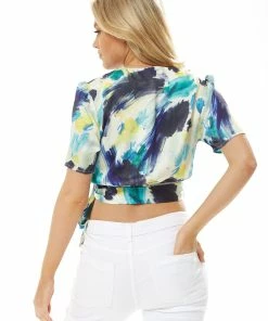 Liquorish Abstract Print Wrap Top With Short Sleeves - Multicolour -Liquorish Sales Store 14857b6cbbdd49b08a42016a71b36833 scaled