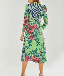 Liquorish Midi Dress in Floral and Animal Contrast Print with Waist Wrap Detail - Green -Liquorish Sales Store 1772f8d62ebd400e869351d2851e283b scaled