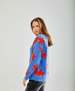 Liquorish Red Star Jumper in Blue -Liquorish Sales Store 1a369c01f58b49ff81ea5bd163ca9bbb