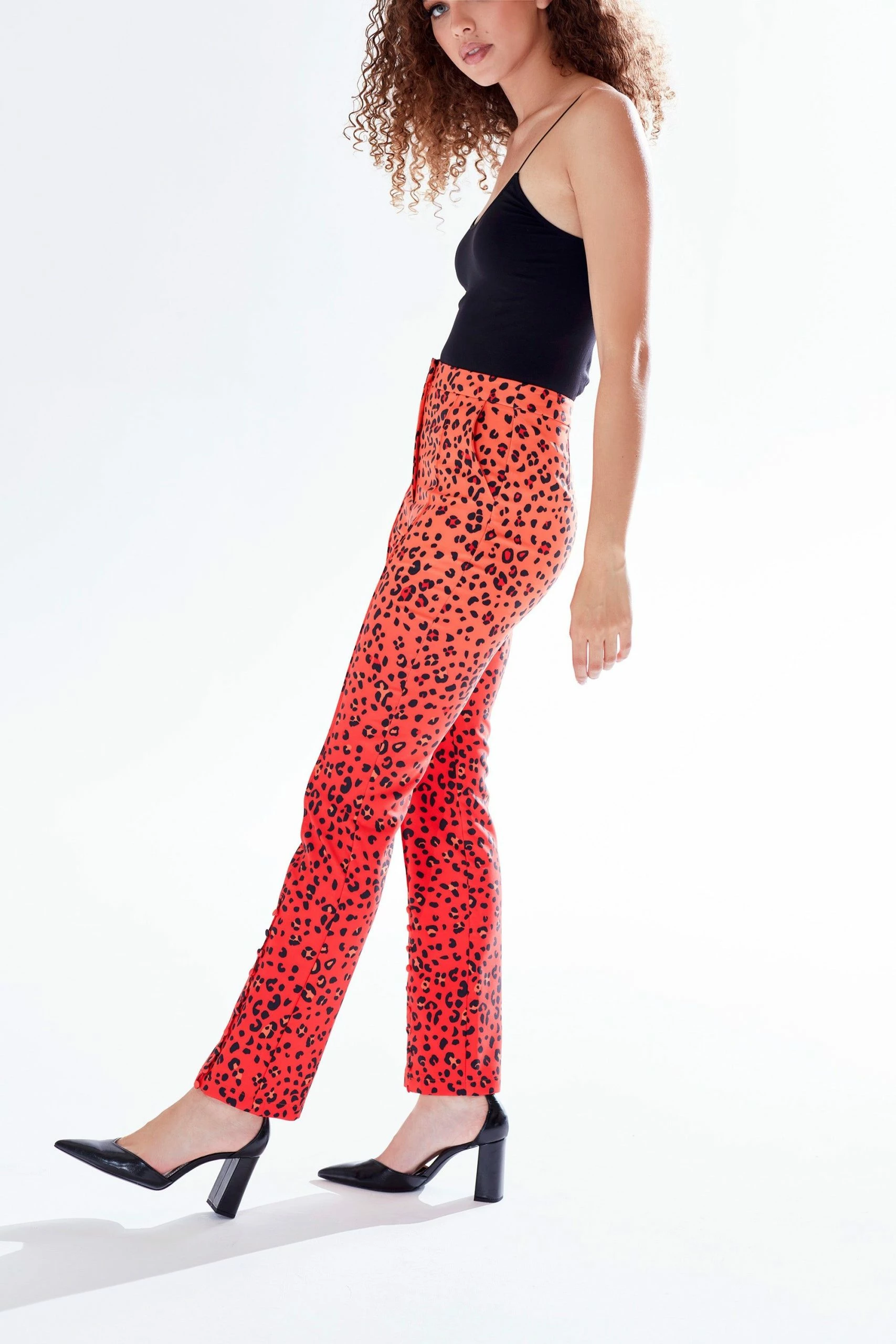 Liquorish Leopard Print Ombre Suit Trousers in Red, Orange and Black 5 Liquorish Leopard Print Ombre Suit Trousers in Red, Orange and Black - Image 3