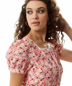 Liquorish Pink Floral Midi Dress with Trim Lace Details -Liquorish Sales Store 1f4ef047354e4589894938239b15e4c4 scaled
