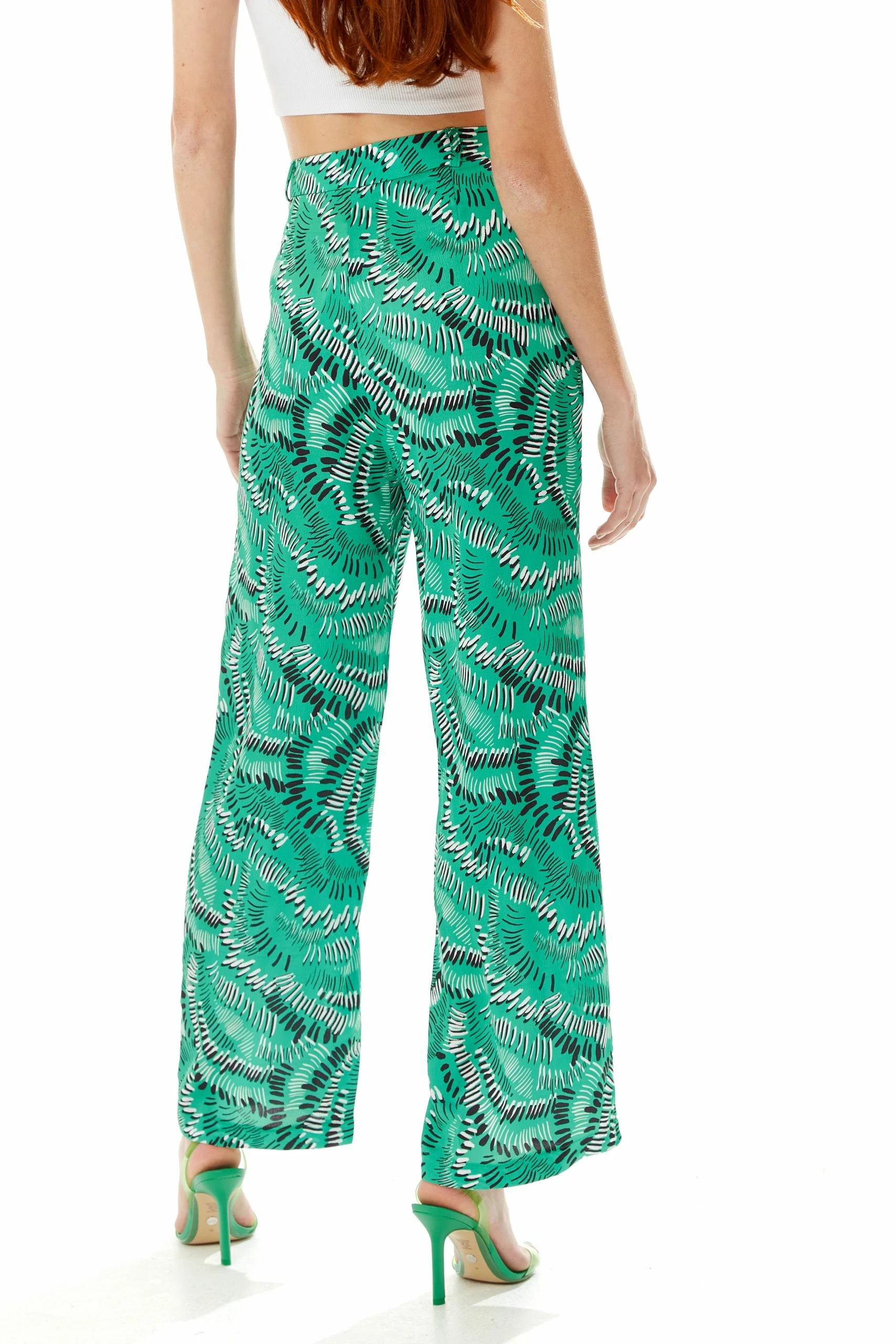 Liquorish Abstract Print Wide Leg Trousers in Green 5 Liquorish Abstract Print Wide Leg Trousers in Green - Image 3