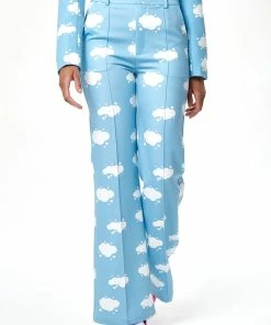 Liquorish Cloud Print Suit Trousers in Blue