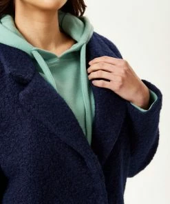 Liquorish Bouclè Coat in Navy -Liquorish Sales Store 24a44ca1453b4a9f8b268d187f28cd72