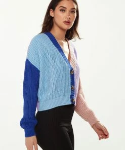 Liquorish Ribbed Contrast Cardigan in Cool Tones - Multicolour -Liquorish Sales Store 2a4120c3b7e64a2aa76b53e44d678689