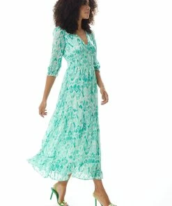 Liquorish Floral Maxi Chiffon Dress in Green and White -Liquorish Sales Store 2ab5307516a94b04bde009707f0fd741 scaled