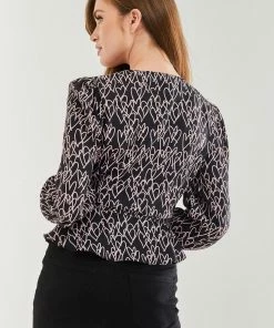 Liquorish Heart print Wrap Top in Black -Liquorish Sales Store 2ad3adc940a84c19b925102fa9365b41