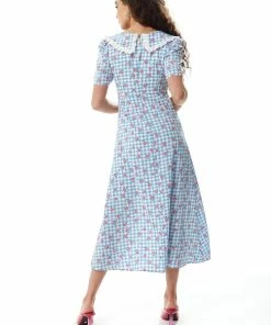 Liquorish Gingham and Floral Midi Dress in Blue and White with Trim Lace Collar -Liquorish Sales Store 2cf597492e354b23ab995a3c8da783a2 scaled