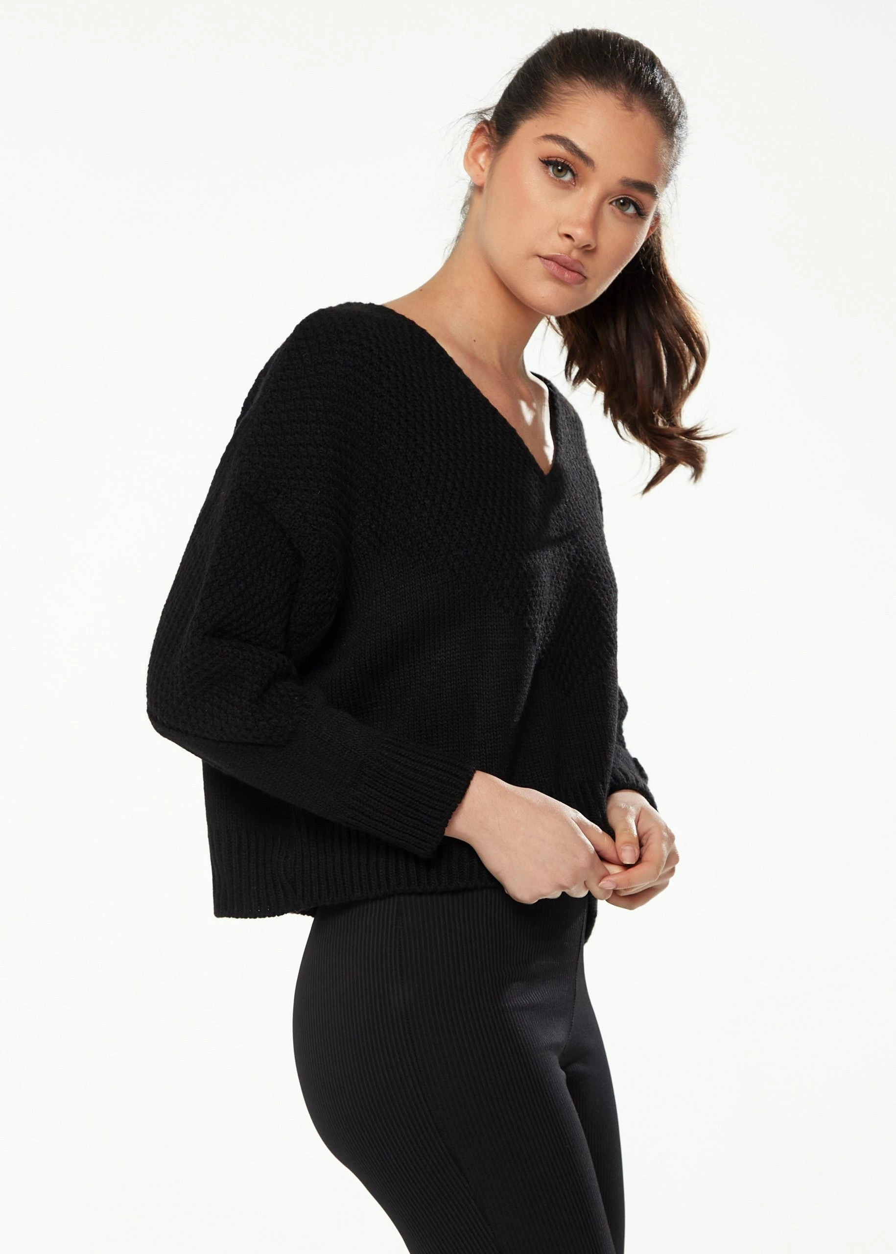 Liquorish V-Neck Jumper in Black 4 Liquorish V-Neck Jumper in Black - Image 2