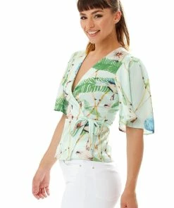 Liquorish Bird Print Wrap Top in Mint Green -Liquorish Sales Store 358d69ee4f354c4fb324eb573b763624 scaled
