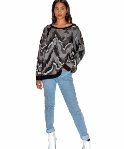 Liquorish Abstract Grey Tones Jumper