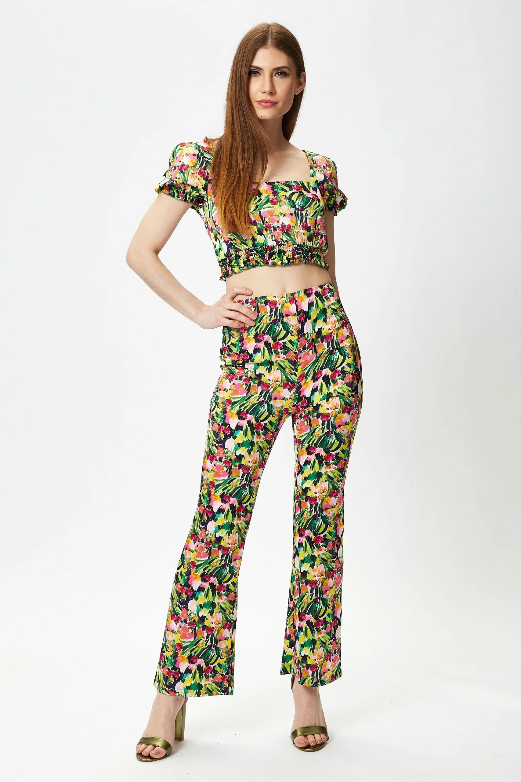 Liquorish Multicolour Floral Crop Top with Elasticated Waist 3 Liquorish Multicolour Floral Crop Top with Elasticated Waist