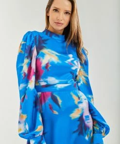 Liquorish Blue Floral Satin Cut Out Back Midi Dress -Liquorish Sales Store 3b86e45bf80841eb9d590e4732d5f31b