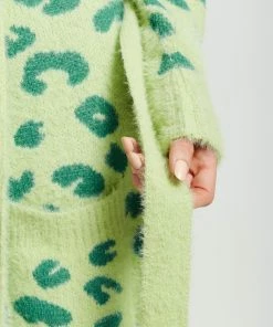 Liquorish Fluffy Longline Cardigan in Green Animal Print -Liquorish Sales Store 3ef65125a718482abb3534392c6f10db scaled