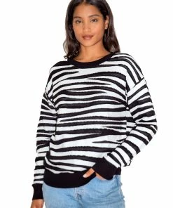 Liquorish Black & White Zebra Jumper - Black/White