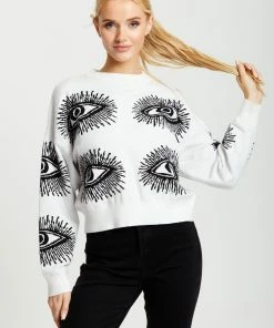Liquorish Eye Pattern Jumper in White - Black/White -Liquorish Sales Store 41367aaa4cfa4dfdbf6c7c33b87bae54 scaled
