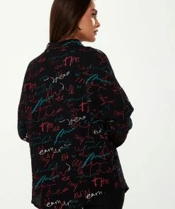 Liquorish Shirt with Multicolour Signature Pattern in Black -Liquorish Sales Store 42d9e605d05d4ab5917309676c8f8831