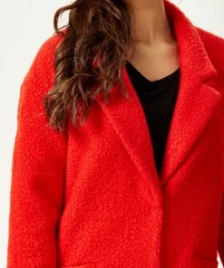 Liquorish Bouclè Coat in Red -Liquorish Sales Store 43c73065dce9417899119911f6f5d6ab