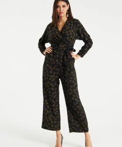Liquorish Floral Jumpsuit in Black