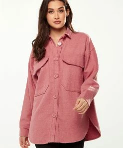 Liquorish Shirt with Oversized Pocket in Pink
