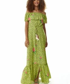 Liquorish Animal and Floral Print Off Shoulder Maxi Dress in Neon Green -Liquorish Sales Store 4d91d71899024296823b85a8e35ccb36 scaled