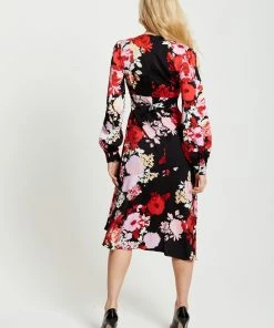 Liquorish Rose Print Midi Lace Up Dress in Red and Pink - Multicolour -Liquorish Sales Store 50bb9effa9234bfe8a4e169fe7447877 scaled