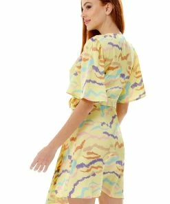 Liquorish Mini Abstract Print Wrap Dress in Yellow -Liquorish Sales Store 5111c1c10e13478781bb464c403fe953 scaled