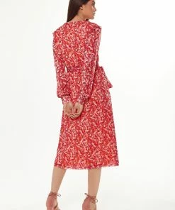 Liquorish Floral & Foil Print Midi Dress in Red -Liquorish Sales Store 52ad39bdef94413e8a7dbb7be65f5648