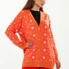 Liquorish Floral Cardigan in Orange -Liquorish Sales Store 54f9eac233464b9799607fe1b05768e2