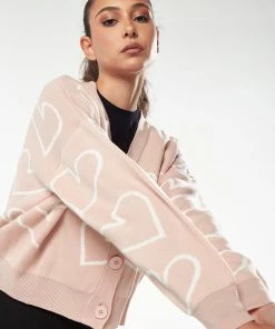 Liquorish All Heart Cardigan in Pink & White -Liquorish Sales Store 557b83f794a8494e904c1cca6ad52f47