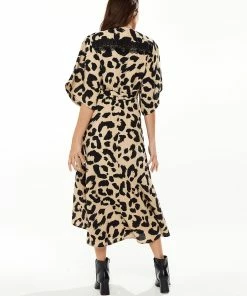 Liquorish Animal Print Midi Wrap Dress with Kimono sleeves in Cream -Liquorish Sales Store 57d07446fa7d4f0c9d59ea20edfc91a0