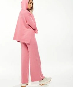 Liquorish Wide-leg Tracksuit Pant in Pink