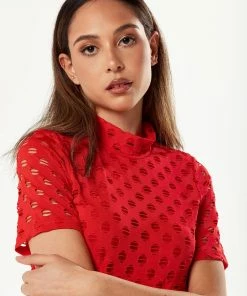 Liquorish Midi Dress with High Neck, Short Sleeves and Open Back Detail in Red -Liquorish Sales Store 5a17dee2dc9e4be9b8899fb85be76deb