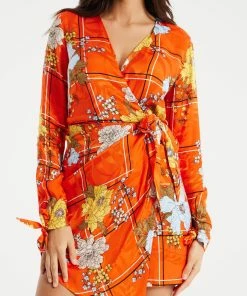 Liquorish Checked Floral Print Mini Wrap Dress - Orange 12 Liquorish Checked Floral Print Mini Wrap Dress - Orange -Liquorish Sales Store 5cf234f901214284b3c50b9058c67435 scaled