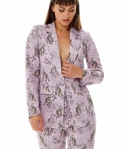 Liquorish Animal Print Blazer in Lilac