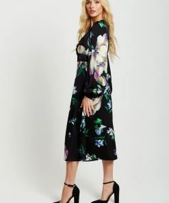 Liquorish Elegant Floral Print Midi Dress in Black - Multicolour -Liquorish Sales Store 685a06f82b27473d97132fe283437698 scaled