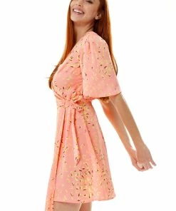 Liquorish Abstract Animal Print Wrap Dress in Peach -Liquorish Sales Store 6a2de5a92f204ba08eee09d26b7ab356 scaled