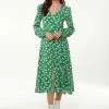 Liquorish Floral & Heart Print Midi Dress in Green -Liquorish Sales Store 6b3cc2214938479887e520c49de98245