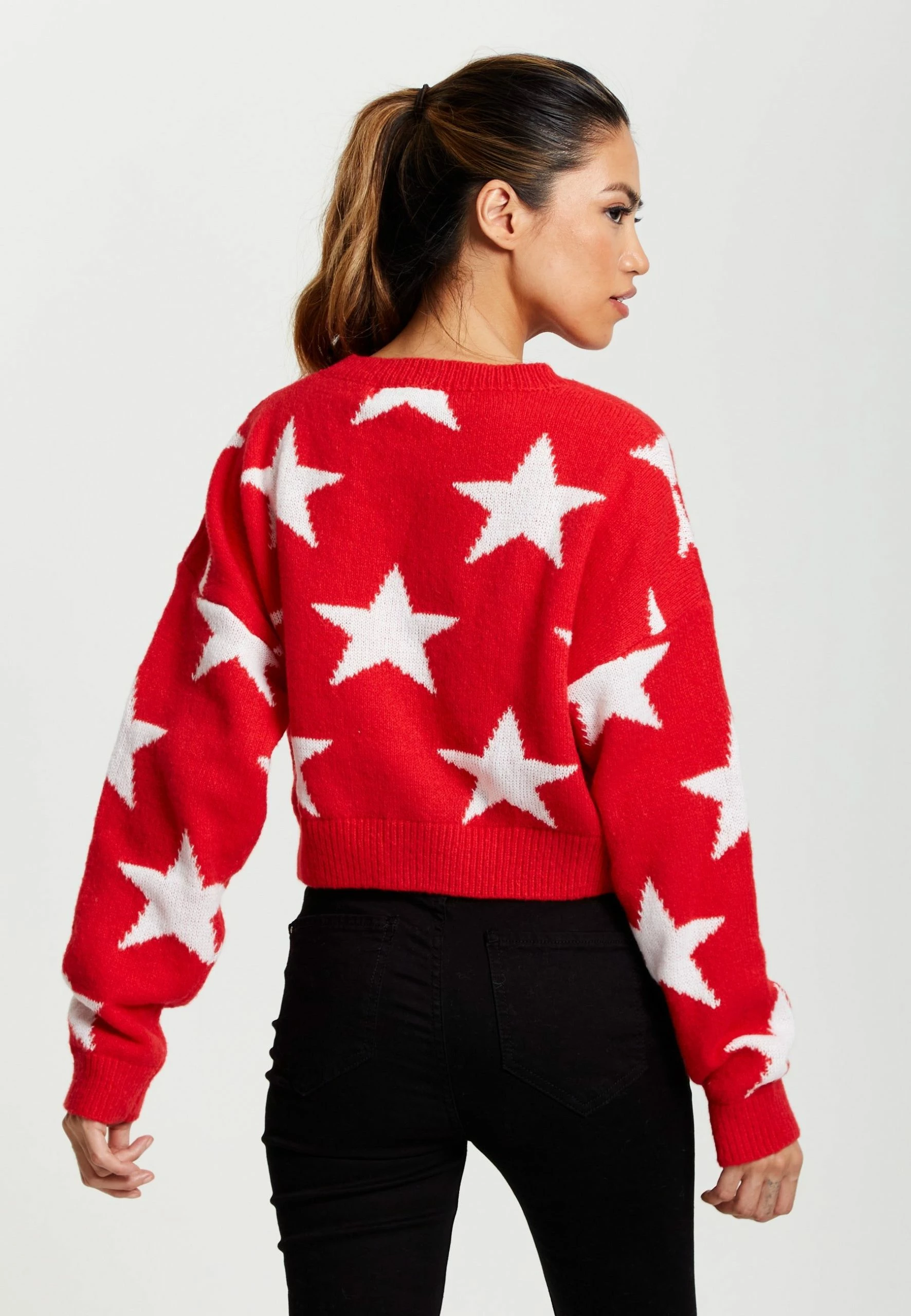 Liquorish Star Pattern Jumper in Red 8 Liquorish Star Pattern Jumper in Red - Image 6