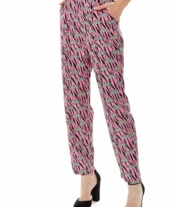 Liquorish Mixed Animal Print Trousers in Purple