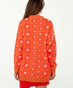 Liquorish Floral Cardigan in Orange -Liquorish Sales Store 70cbabf2b65e4d99afd5ea77c1c3781a